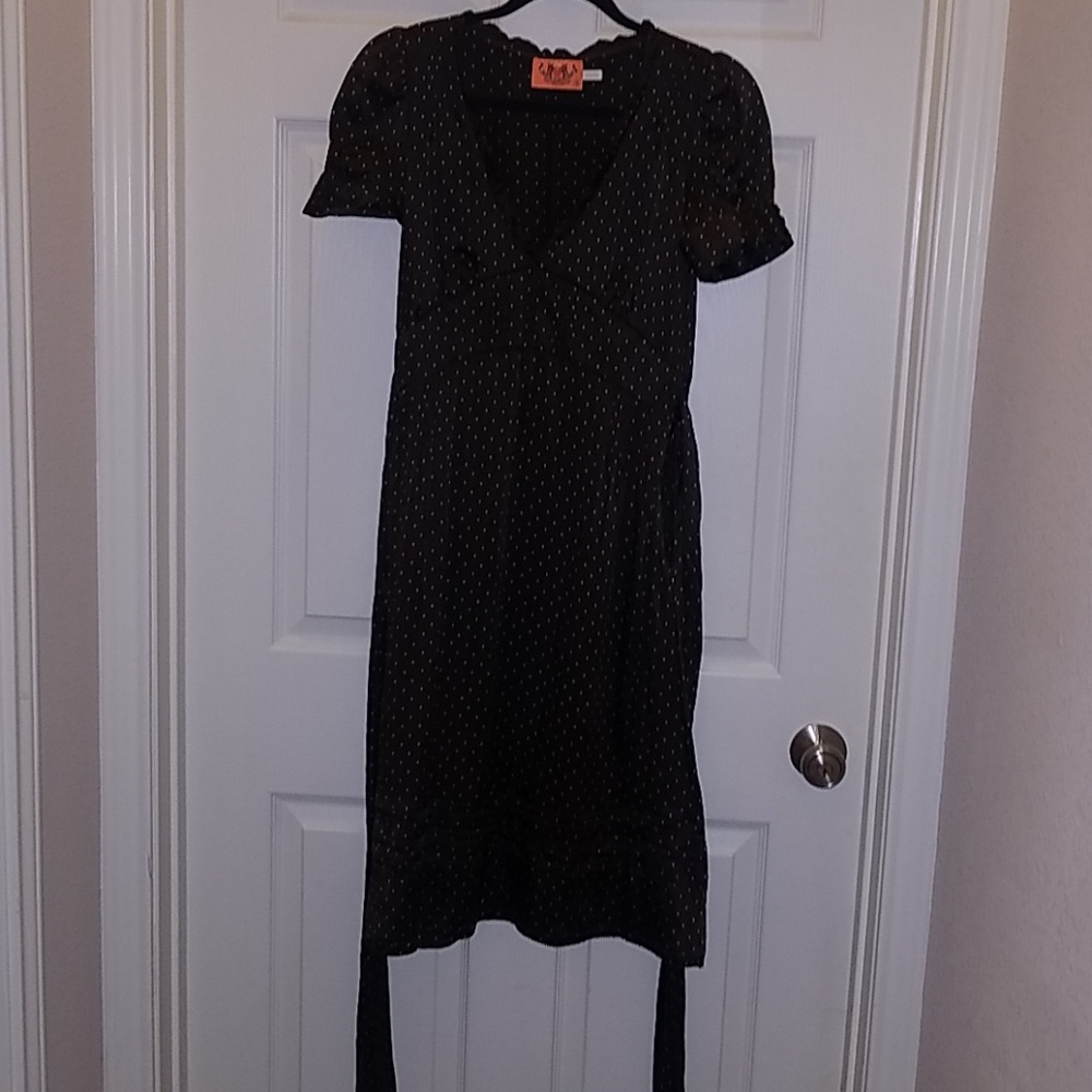 Chocolate silk, pink polka dot Juicy Couture Dress